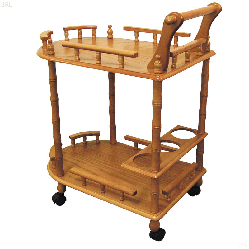 Grande table à vin 29 po en bois à 2 niveaux avec finition chêne