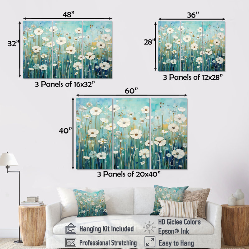«Refreshing Flower Lagoon», ensemble d'art sur toile, H 28 po x l 36 po x P 1 po, Toile tendue