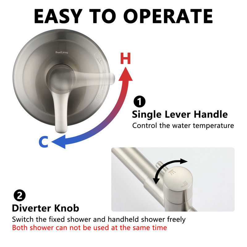 Brushed Nickel Dual Rain and Handheld Shower System