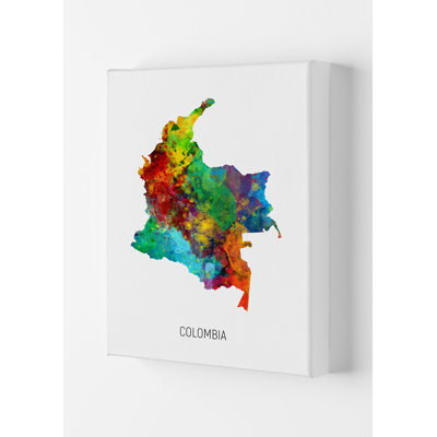 Colombia Watercolour Map by Michael Tompsett - Print