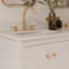 Meuble-lavabo à double cuve festonné 60 po - blanc - avec plateau - boutons dorés-1868364698