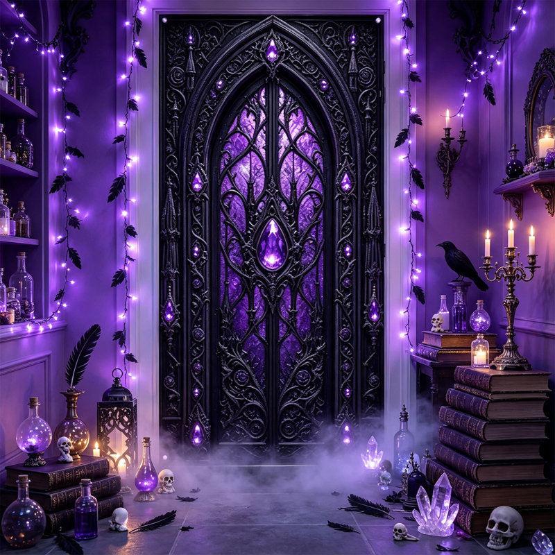 Rideaux de porte d'Halloween, décorations des fêtes, bannières de fond, coins perforés