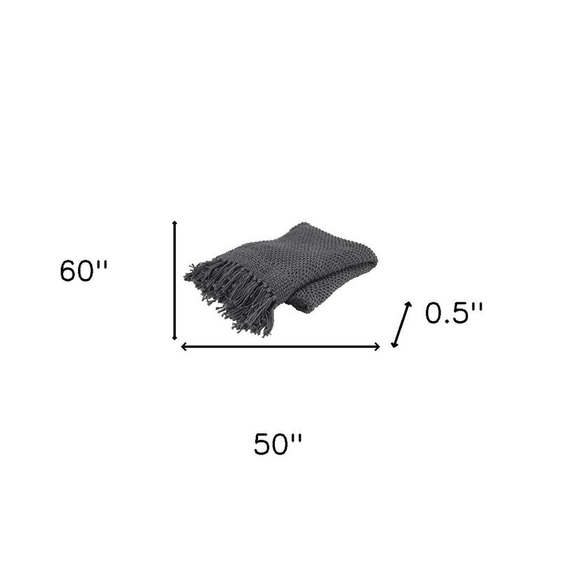 50" X 60" Gray Cotton Woven Throw Blanket