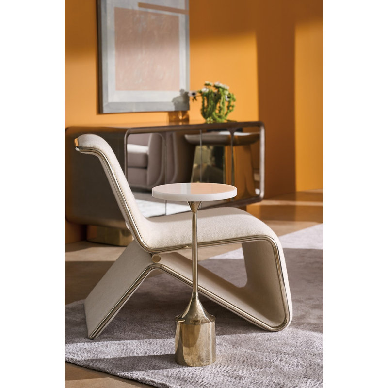 Beige Metal Contemporary Accent Chair with Tubular Frame