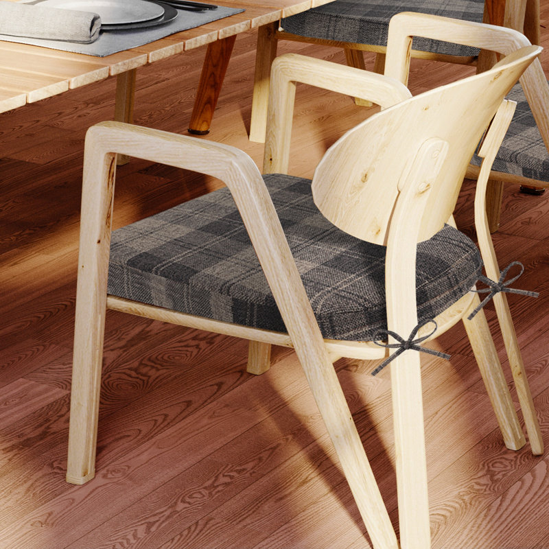 Coussin de chaise de salle à manger en forme de D 17 po x 16 po x 2 po, 4, Brun à carreaux