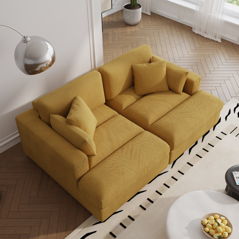 Bentura Echavarria 213.4Cm Recessed Arms Modular Sleeper, Orange