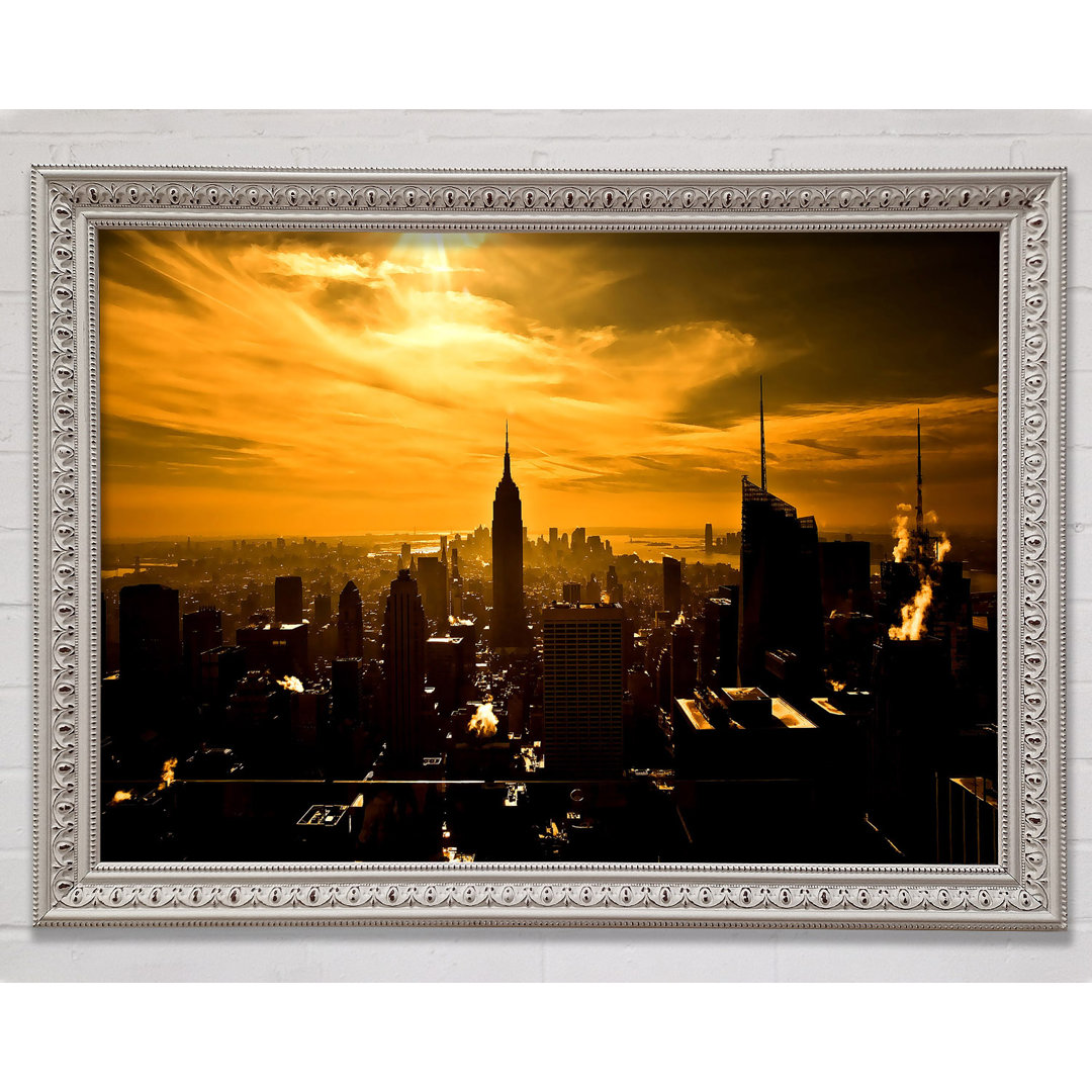 Empire State Building New York City Goldener Sonnenuntergang - Einzelne Bilderrahmen Kunstdrucke