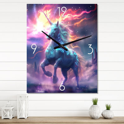 Très grande horloge murale Cosmic Unicorn Magic III - Fantasy Unicorn