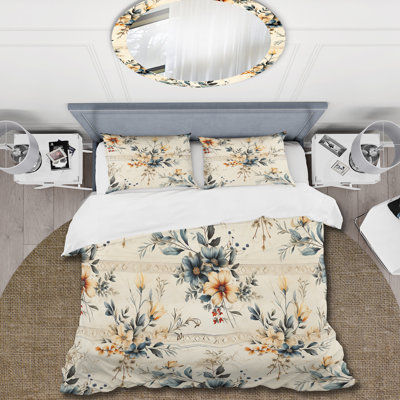 Ensemble de housse de couette Vintage Neutrals Mosaic Flowers III