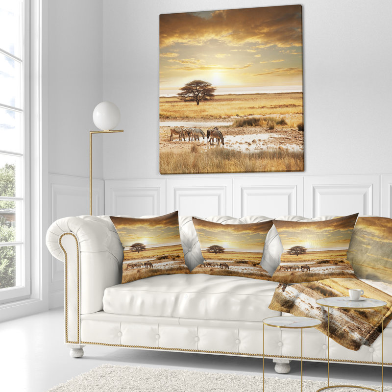 Coussin d’eau potable zèbresy landscape, 16 po x 1 po, Coussin décoratif