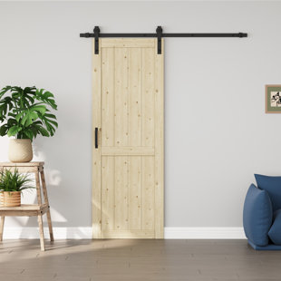  Sliding Barn Door with Installation Hardware Solid Manufactured Wood Primed Surface Paintable Closet Pantry Doors