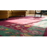 Antique Art Deco Room Size Wool Fuschia Rug