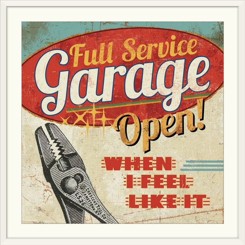 « full service », affiche rétro, H 35 po x l 35 po x P 1,5 po, Toile