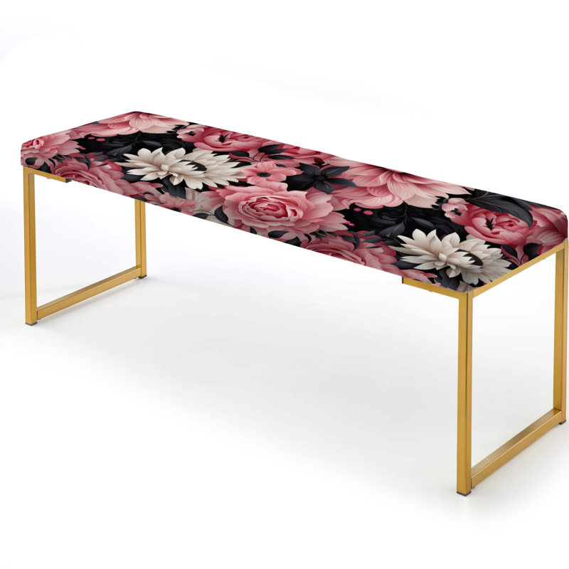Banc floral rembourré or, Pink Love Peonies Damask Poetry I