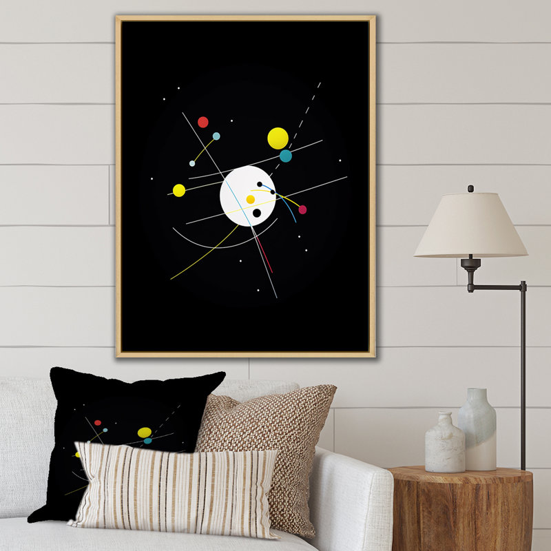 Art géométrique moderne sur toile, H 20 po x l 12 po x P 1 po, Cadre naturel flottant