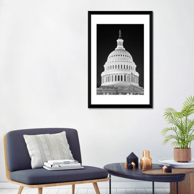 «1950s-1960s Dome of the Capitol Building at Night Washington DC USA», reproduction de photo sur toile tendue