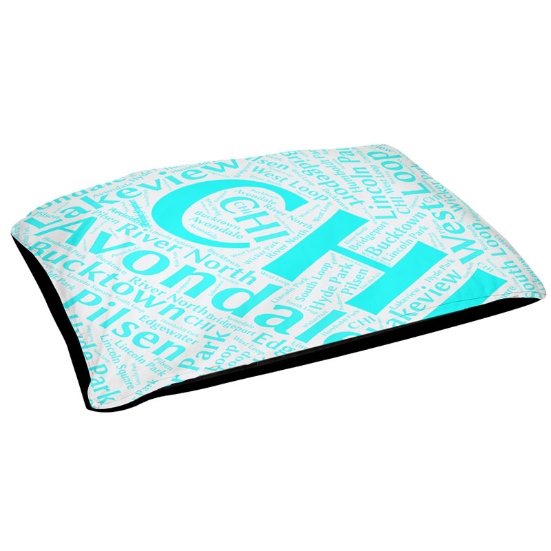 Oreiller rectangulaire designer, Grand L 50 po x l 40 po, Cyan, Chicago