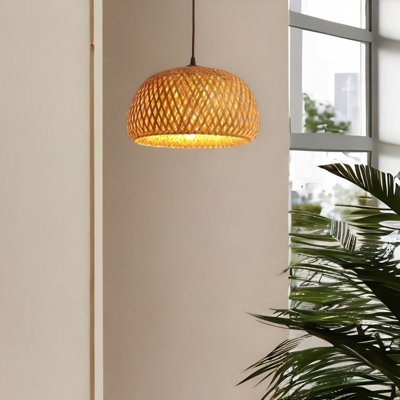 Bettylee 18cm H Rattan Round Lamp Shade in Brown