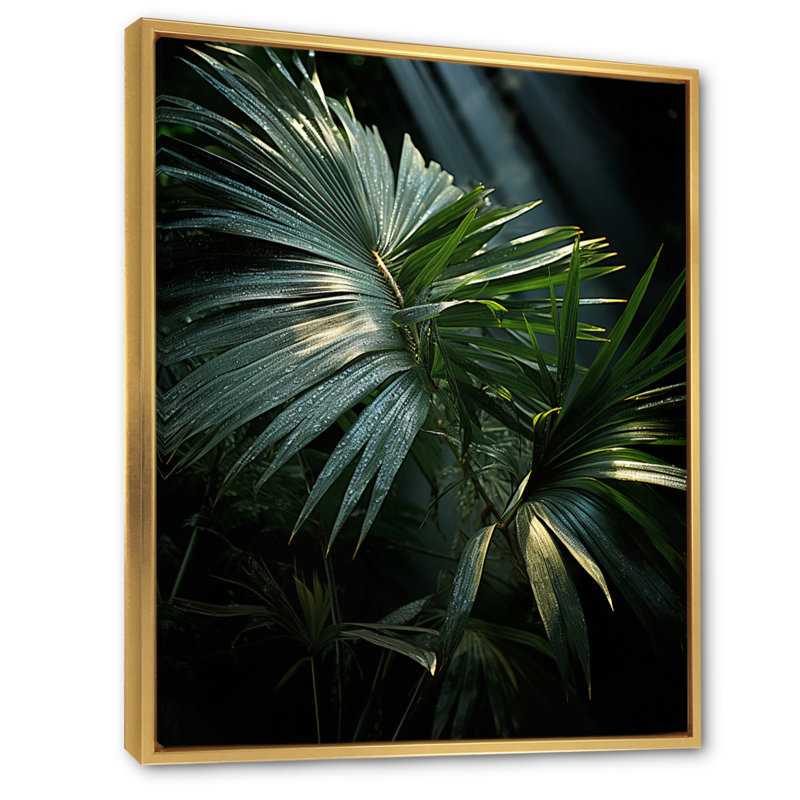 «Palm Trees Jungle I», reproduction sur toile florale, H 20 po x l 12 po x P 1 po, Cadre flottant doré