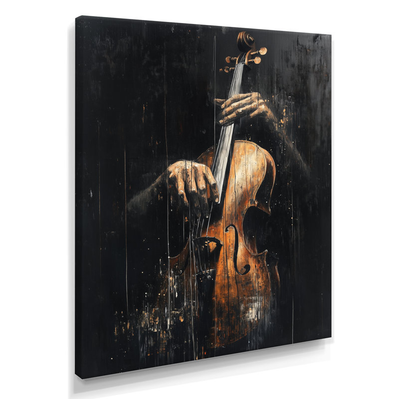 Violoncelle dans l'ombre - Affiche musicale, H 32 po x l 16 po, Toile tendue