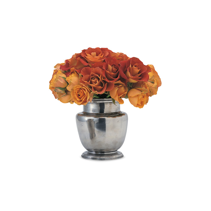 Silver Metal Table Vase, 6.6"  x 4"  x 4" 