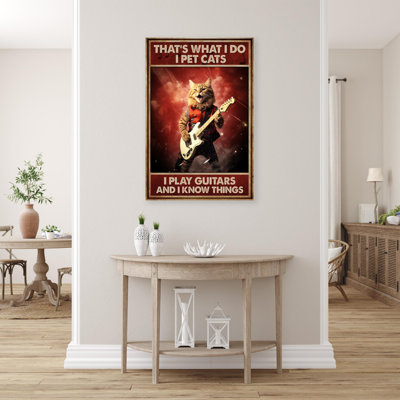 " I Pet Cats I Play Guitars - 1 Piece Rectangle Graphic Art Print On Wrapped Canvas " Graphic Art Print
