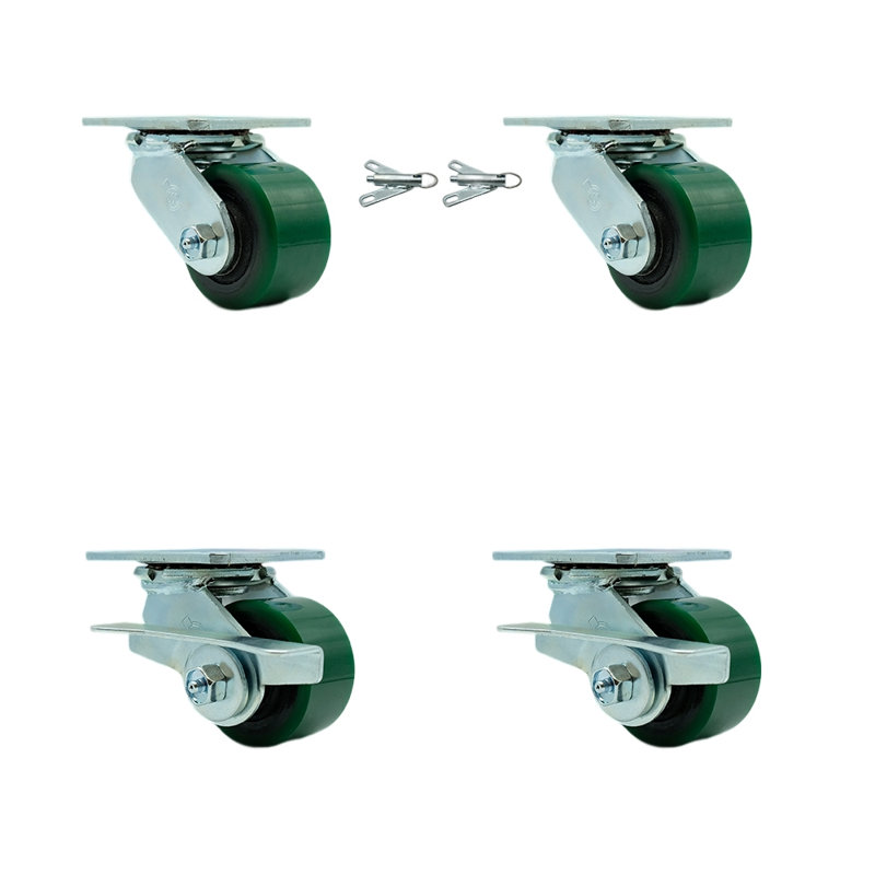Poly vert sur roulettes en acier