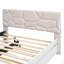 Lit plateforme double tapissier pleine grandeur avec tête de lit à motif brique et lit gigogne simple, tissu en lin