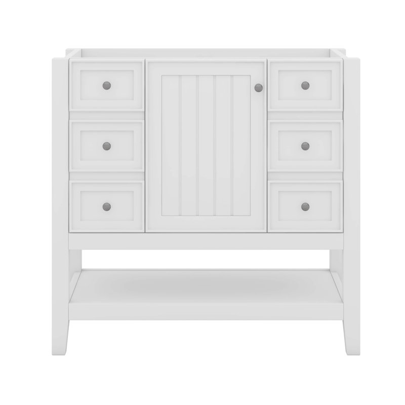 Meuble-lavabo 36 po sans lavabo, avec porte simple et 3 tiroirs, Blanc
