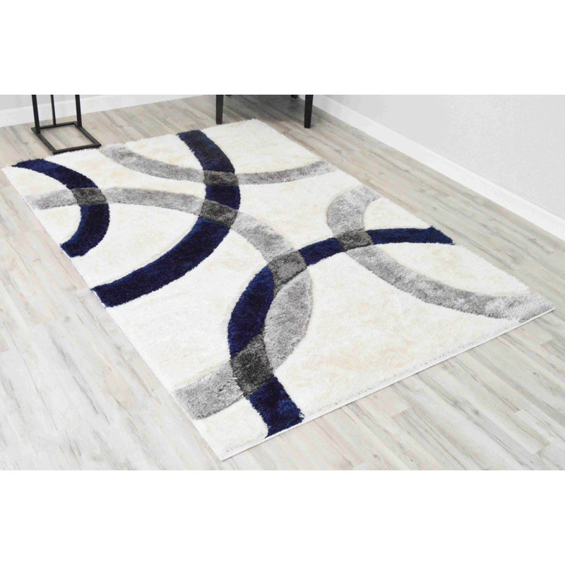 Modern Arriola Shag Abstract Geometric Rug For Living Room Bedroom, Rectangle 7 pi 10 po x 10 pi 10 po