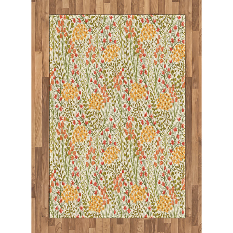 Flower High Density Long Fiber Poly Threads Decorative Area Rug Carpet, Rectangle 4' x 5'8"