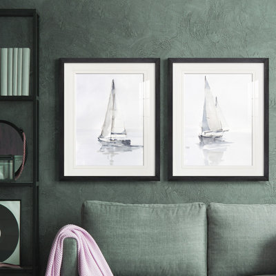 Misty Harbor I, reproduction encadrée de qualité supérieure - prête à être accrochée