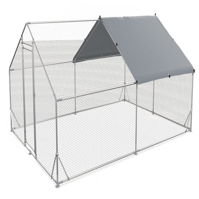 Large Metal Chicken Coop Walk-In Poultry Cage Hen Run House Rabbits Habitat Cage Spire Shaped Coop With Waterproof And Anti-Ultraviolet Cover