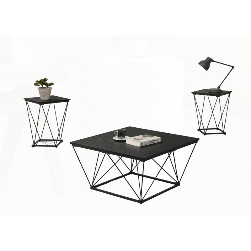 Contemporary Style 3Pc Table Set, Black