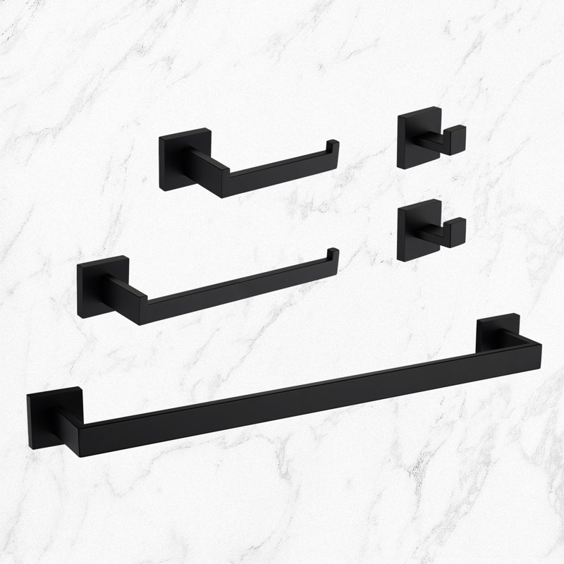 5 - Piece Bathroom Hardware Set, Matte Black