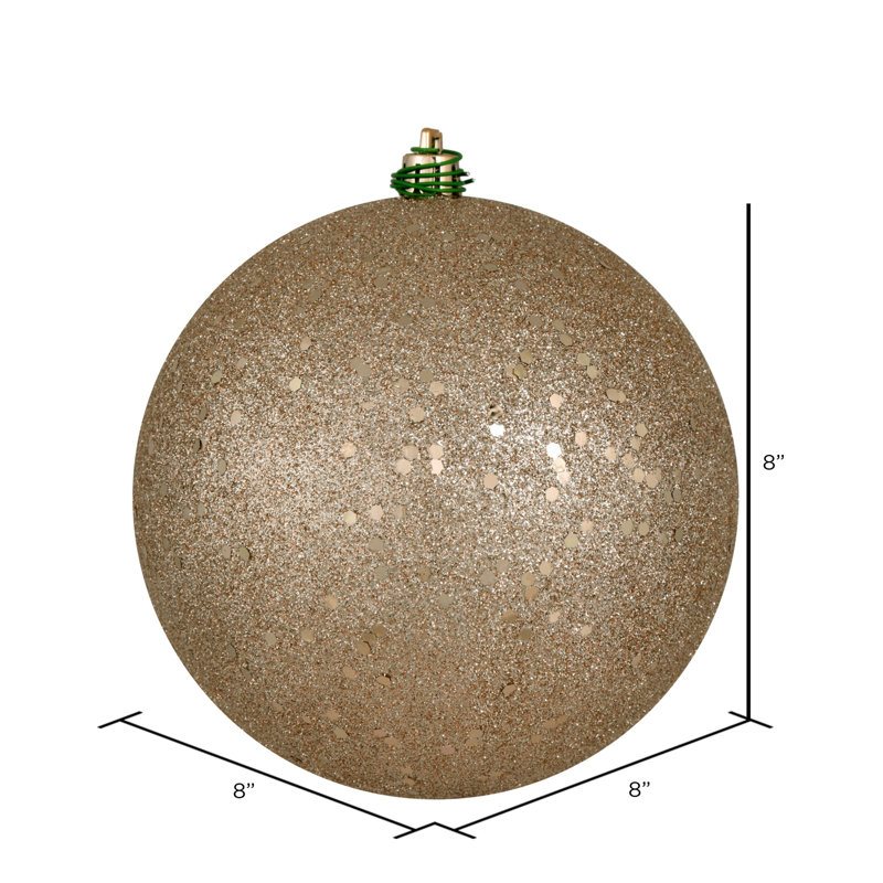 Décor Solid Ball Ornament, Moss Green Glitter, 8" H x 8" W x 8" D