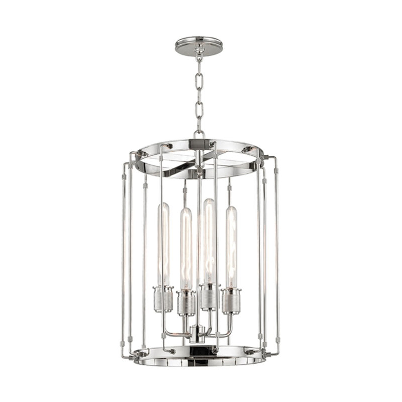 Lustre géométrique unique à 4 lumières Hyde Park, Nickel poli