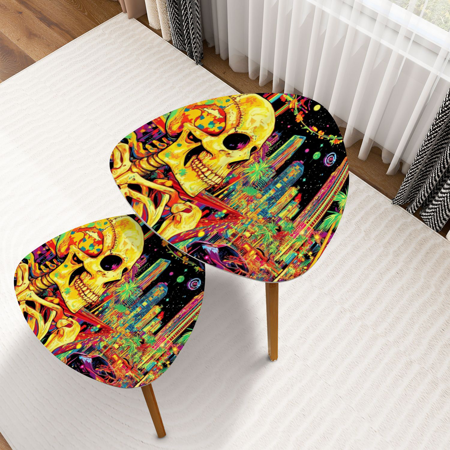 George Oliver Triangle Nesting Coffee Table Set of 2 Punk Skull ...