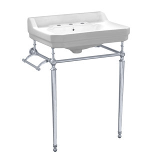 Whitehaus 24" Console with Integrated Rectangular Bowl, Brass Leg Support and Side Towel Bar