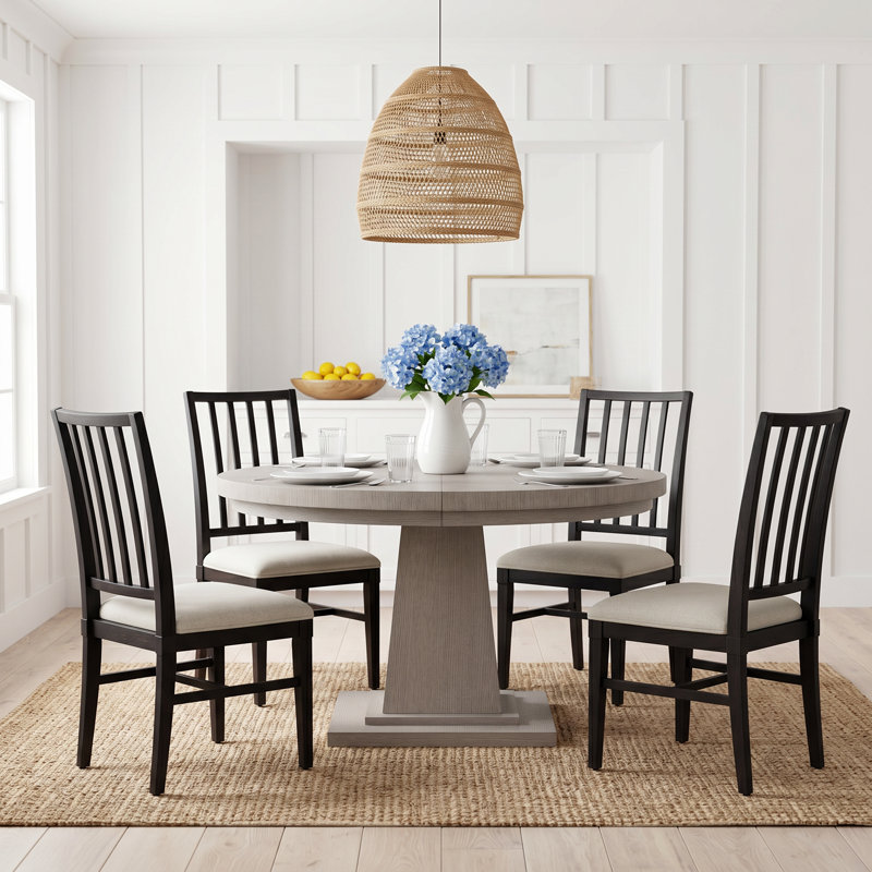 5 - Piece Solid Wood Dining Set, Black