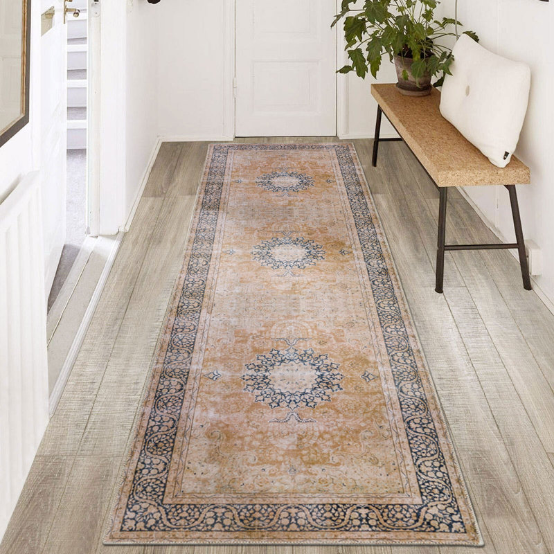 Tapis oriental lavable à la machine FEAona, Tapis de couloir 2 pi 6 po x 9 pi
