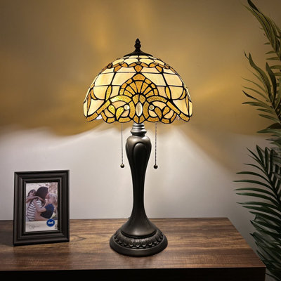 Lampe de table Simonson Tiffany Vitrail doré de style baroque lavande H 22 po x l 12 po x P 12 po