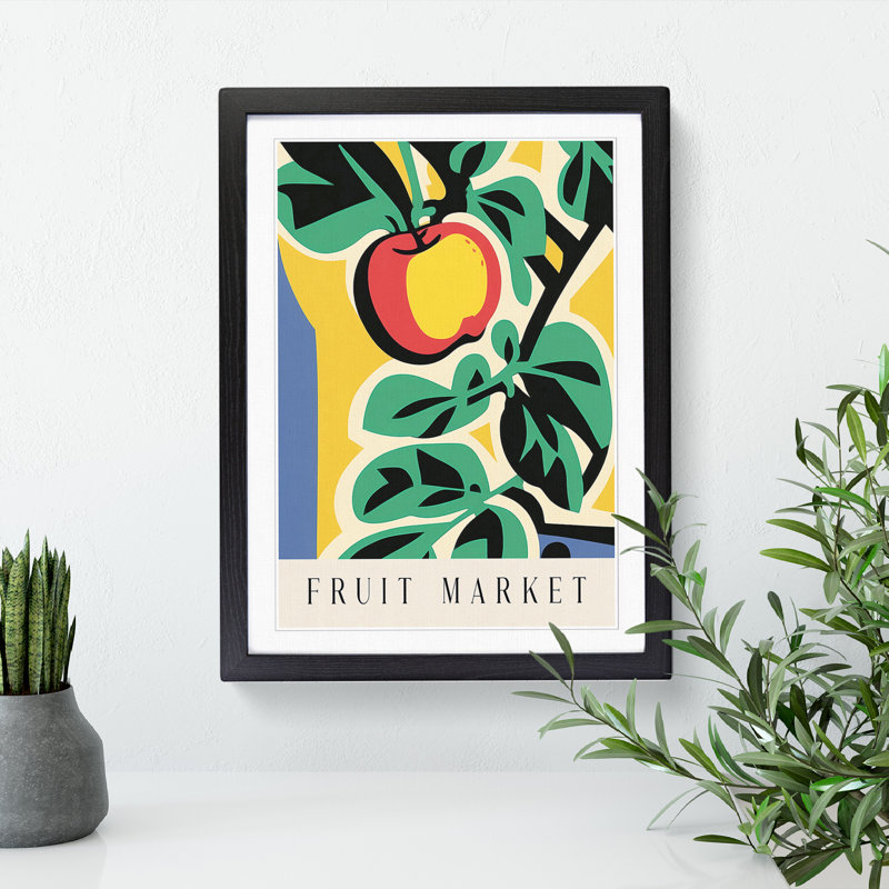 Apple Fruit Market Exhibition Vol.5 - Single Picture Frame Print on Wood, 34cm H x 25cm W x 2cm D