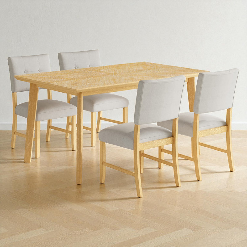 Ensemble de salle à manger 5 pièces, Bois naturel délavé