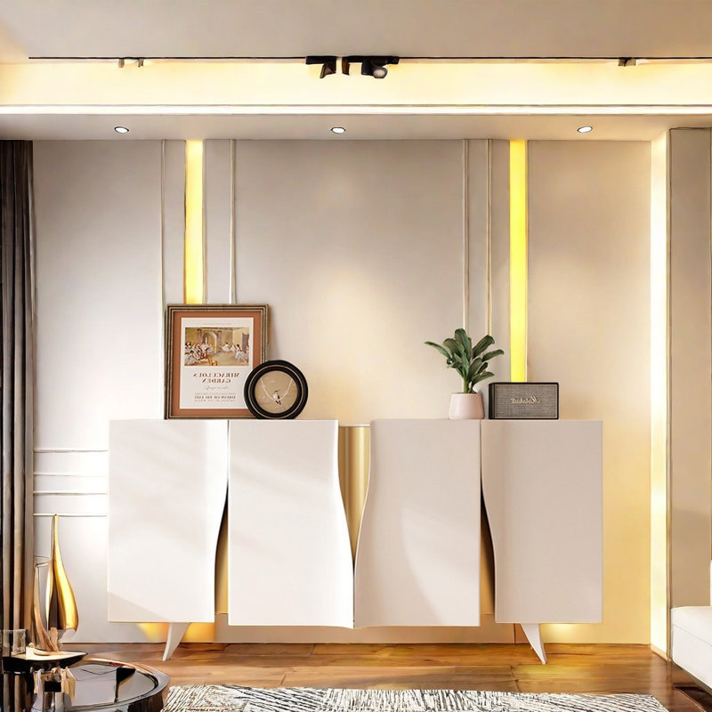 Buffet décoratif crème de style symétrique