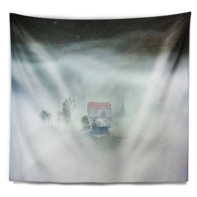 Tapisserie brouillard au soleil avec accessoires suspendus en polyester