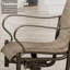 Chaise berçante pivotante d'extérieur en aluminium coulé avec assise en textilène et dossier haut