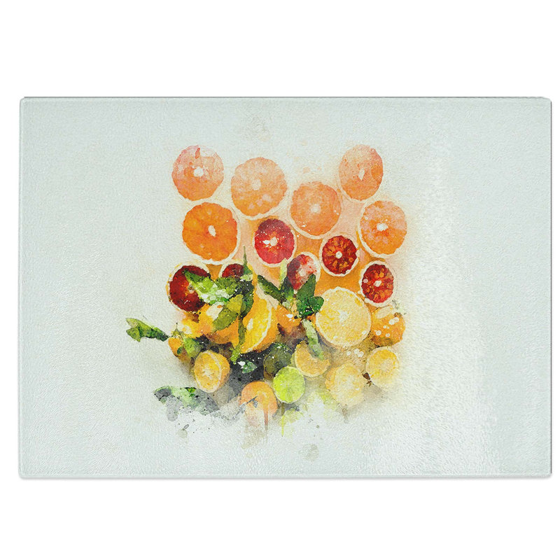 Tempered Glass Citrus Fruits Chopping Board, 39 cm W x 28.5 cm L