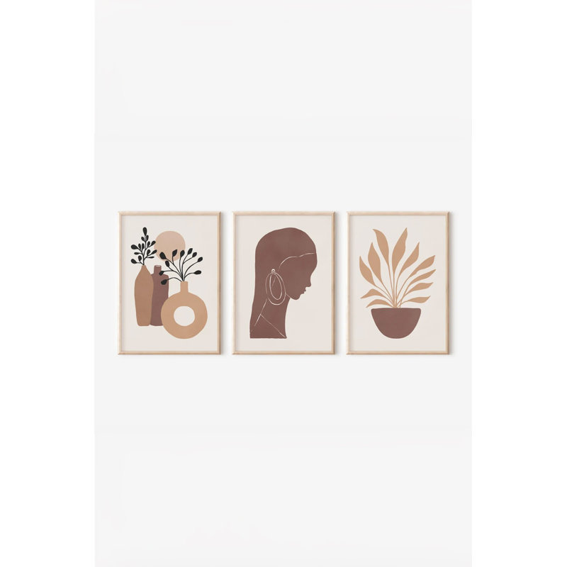 Ensemble de 3 peintures élégantes encadrées décoratives, 12,9 po x 18,9 po | Cadre 100% bois massif (épaisseur: 0,8 pouce), œuvre d'art 100% MDF | Impression numérique éclatante, parfaite pour la décoration de salon et de bureau