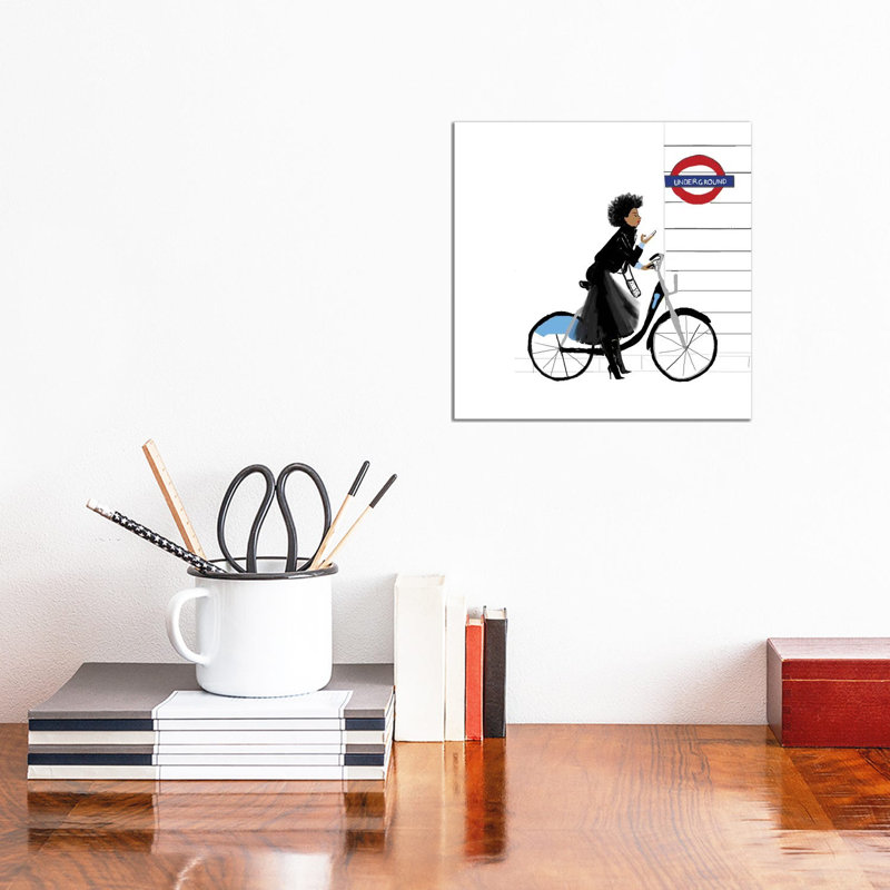 Bike Girl by Nicholle Kobi - Print on Canvas, 30.48 cm H x 30.48 cm W, Wrapped Canvas